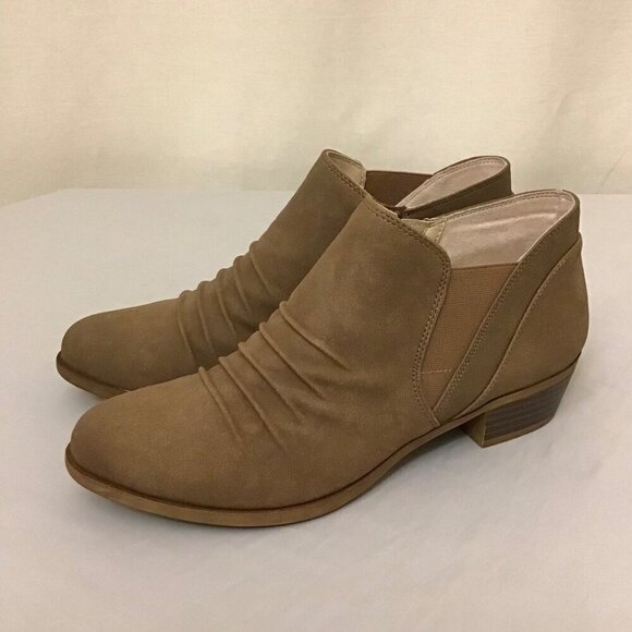 Life Stride 10 Aurora Ankle Boots Women’s Booties Brown Chunky Block Heels - Picture 3 of 11